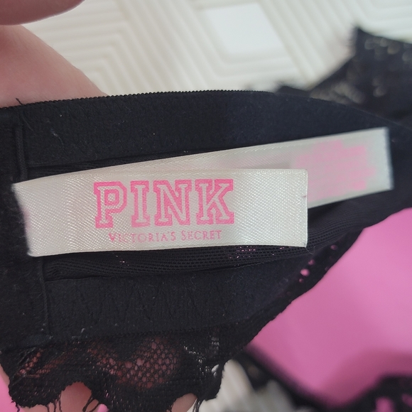 Victoria’s Secret PINK Women's Size Large Black Lace Bralette Lightly Lined Bra. - Picture 6 of 8